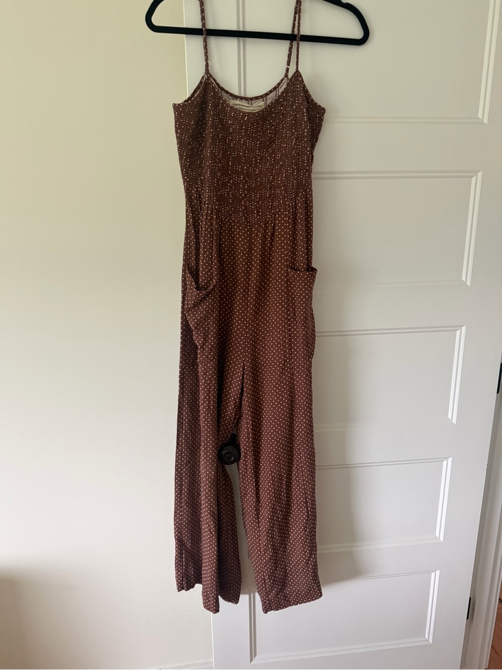 saltwater LUXE Brown Polka-Dot Spaghetti-Strap Jumpsuit